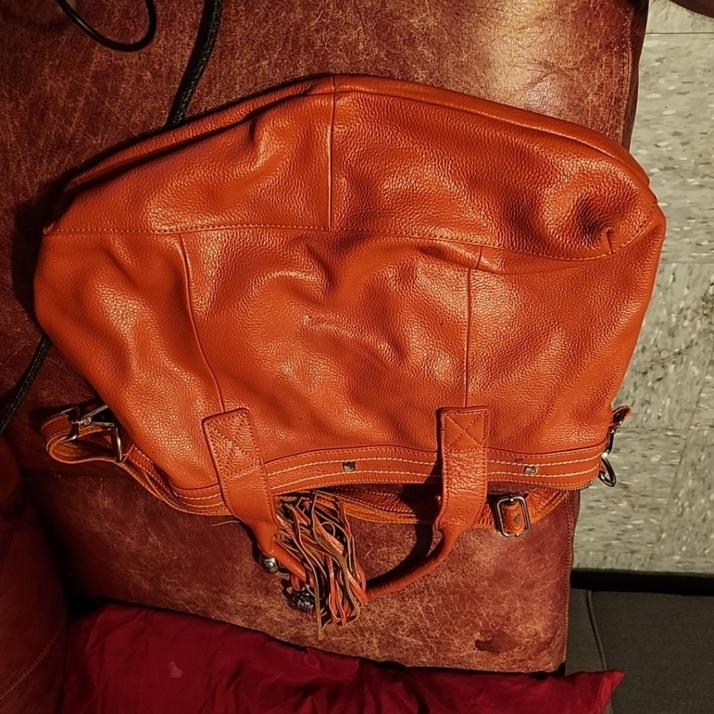 Cuore & Pelle Leather Purse W/Metal Strap Connection Lg Bag - Picture 2 of 7